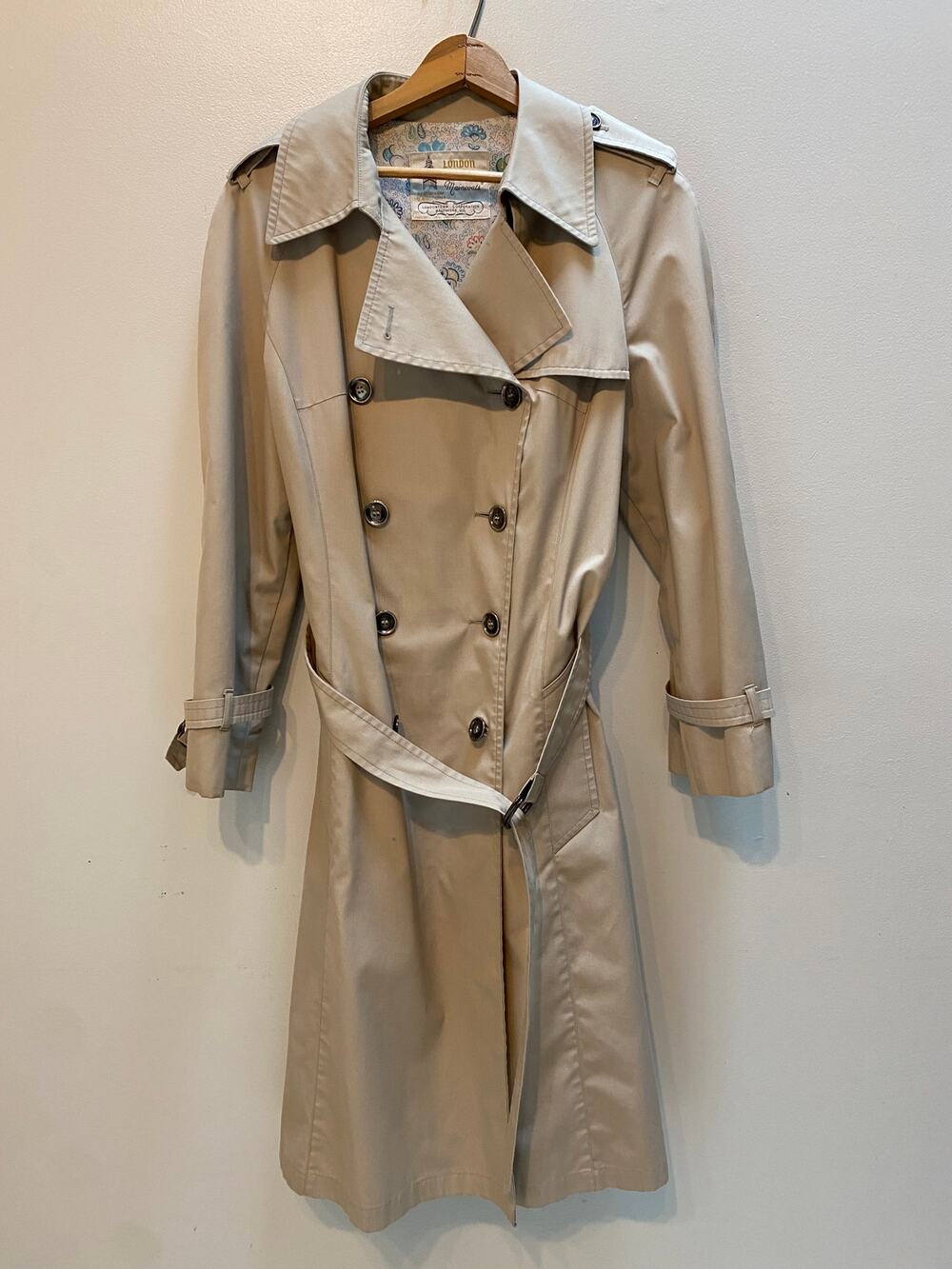 Vintage 70s London Fog Trench Rare Floral Lining & Matching Belt 16